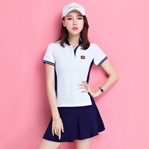 Summer badminton suit suit womens short-sleeved yy Korean tennis suit womens sports short skirt suit culottes breathable