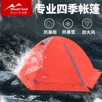 Mount Soul of mountain outdoor Four Seasons camping camping 2 3-4 people double-layer wind-proof rainstorm tent