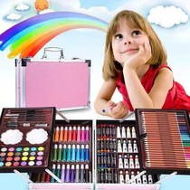 Childrens painting brush gift box double aluminum box Watercolor stroke painting tool set Neutral primary school student birthday gift