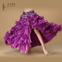 Stage performance 2016 New belly dance dresses Next dress Dress Belly Leather Dance Large Swing Skirt Open Fork Skirt