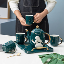 Guanpu creative water cup kettle set Nordic household cold kettle water appliance light luxury ceramic tea cup living room with tray