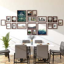 Nordic restaurant wall decoration wash photos made Photo Wall creative non-perforated solid wood photo frame hanging wall combination