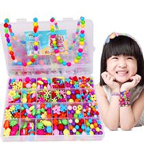 Children Strings Beads Necklace Toy Diy Handmade Material Bag Wearing Beads Girl Weave Puzzle Hand Chain Ornament Making