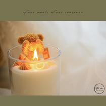 Factory Direct Selling Ins Wind Gift Milk Scented Cups Wax Bedroom Atmosphere Soybean Wax accompanied by a small Bear Aroma Lavender