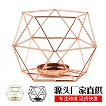 Manufacturer straight for cross border rose gold geometric candleholder European-style minimalist wax candle holder Creative Incense Candle Pendulum