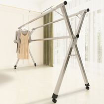 Clothes hanger floor folding indoor bedroom household balcony stainless steel telescopic sandbar outdoor quilt artifact