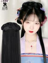 Hanfu wig bag integrated lazy man hair band full hood gufeng ming manufacturing type ancient disc hairstyle pad hair bag