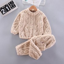 Childrens Korean winter suit 2021 new male and female children 2 years old plus velvet 3 children boys winter sweater sweater