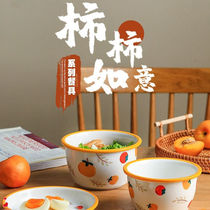 (Persimmon Ruyi) Lucky good meaning household ceramic rice bowl plate seasoning dish tableware multi-person combination set