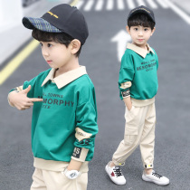 Childrens clothing boys spring clothing sweatshirt 2022 Spring and autumn new handsome childrens long-sleeved blouses with large childrens undershirt tide