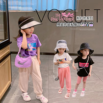Pink Leopard Series Girl Short Sleeve T-shirt 2021 New Summer Dress Baby Children Foreign Air Cartoon Blouse