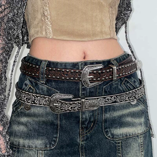 Ретро ремень, универсальные брендовые черные джинсы, в американском стиле, коллекция 2023, в корейском стиле