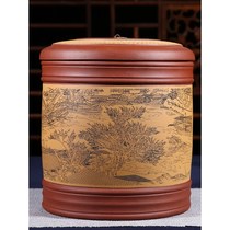 Tea tank purple sand tea jar Puer tea cake jar seven cake Puer jar sealed tank ceramic large tea bucket home
