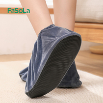 Flannel shoe cover non-slip thickened wear-resistant womens indoor household childrens adult room foot cover men can be repeatedly washed and used
