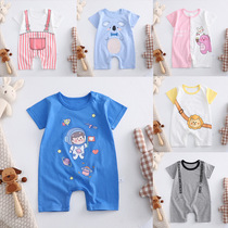The new 2022 baby crawling suit cotton summer round neck boy thin womens short-sleeved childrens jumpsuit ha coat
