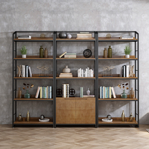 Living room wrought iron wood bookcase shelf shelf floor loft industrial wind office study storage shelf