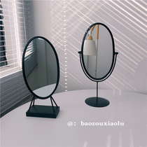 Mirror office desktop can stand desktop vanity mirror portable dormitory HD ins girl heart Net red l