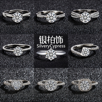 Sterling silver ring for women mo sang shi Diamond Ring women simulation 1 karat opening lettering fashion personality niche design gift