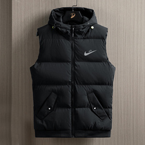 Enshi Nike mens vest autumn and winter down cotton sports crock shoulder loose thick hooded horse jacket tide