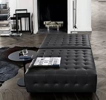 Modern genuine leather shoe changing shoes stool clothing shop cloakroom black square sofa stool living-room tea table stool door hall leather mound