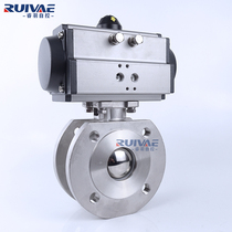 Q671F-16P 304 stainless steel Italian wafer type high platform ultra-thin flange pneumatic ball valve