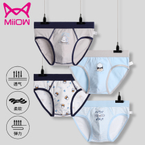 Cat man boy triangle pure cotton underwear childrens shorts medium and large childrens summer thin boys pants teen underpants