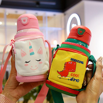 Fashion cartoon 316 stainless steel double cover cloth cover children thermos cup outdoor travel baby children pot