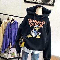 Girls Cotton Sweatshirt Autumn 2021 New Chinese medium children Korean version of foreign style loose cartoon T-shirt hooded top