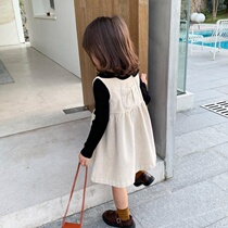 Autumn childrens dress girl skirt Yang Qi Net red baby dress spring and autumn baby strap vest