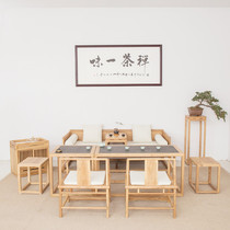 Solid wood paint-free new Chinese Zen Luohan bed tea table combination North old elm tea table tea room furniture spot
