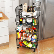 Kitchen shelf vegetable basket storage shelf cart floor multi-layer storage artifact storage rack iron art
