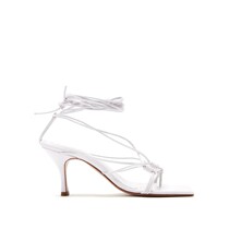 Andrea Wazen White Mandaloun 85 knots leather womens sandals