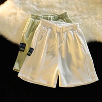 Hong Kong style retro solid color shorts womens summer thin loose sports casual straight wide leg five-piece pants tide ins