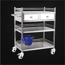 Clinic beauty padded beauty salon non-slip medicine delivery trolley double-layer stainless steel instrument trolley treatment cart