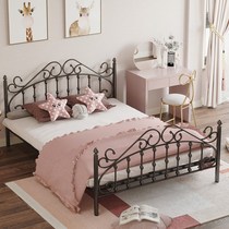 Small European style simple wrought iron bed household bedroom Fashion single childrens bed rental room 1 8-meter double bed