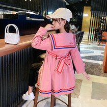 Girls autumn windbreaker 2021 new childrens clothes Korean top Net red 12-year-old girl coat long