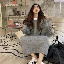 Pregnant women autumn and winter clothing 2021 new fashion tide mother long dress foreign style knitted spring breastfeeding sweater skirt