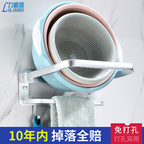 Kitchen washing basin vegetable basket rack basin storage rack wall hanging non-perforated bathroom toilet shelf