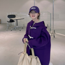 South Korean childrens clothing childrens horn buttons Lions double face cashmere 2021 Winter new men and women Loose Wool