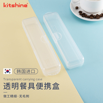 Korean imported tableware portable box empty chopsticks spoon storage box resin portable take-off student transparent clamshell type