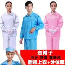 Anti-static clothes dust-free protection workshop short blouse white and blue split Foxconn overalls set