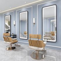 Net celebrity barber shop mirror high-definition hair salon mirror single-sided hair salon mirror wall-mounted photo studio dressing mirror LED light mirror