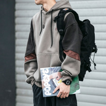 Autumn and winter 2021 New plus velvet thick hooded sweater mens tide ins loose casual top color coat tide