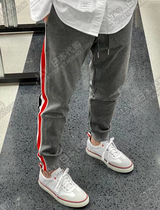 Thom Brown Japan 20 autumn winter TB double-sided wide color strip mens and womens lace-up pocket casual pants