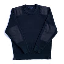 Public hair navy blue round neck cardigan autumn and winter mens thick and warm solid color knitted pullover bottoming cardigan