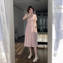 French sweet girl gentle wind new Chinese retro buckle pink improved cheongsam dress female summer high-end sense