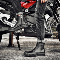 2021 military boots motorcycle shoes mens top layer cowhide motorcycle shoes riding shoes waterproof and breathable wear-resistant outdoor boots