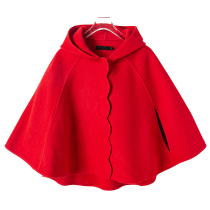 Child Bottling West Lake Loft Old (Den) Winter Dress Red Hat Cape Cotton Wool Bifacial Great Coat BB659 Cut Mark