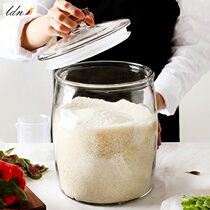 Rice jar household glass 20kg insect-proof and moisture-proof sealing with lid kitchen large capacity thickened rice barrel household sealing barrel