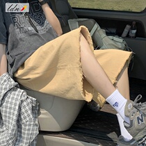 White mens beach pants loose size summer solid color loose casual fattening plus size ins Tide brand women mm